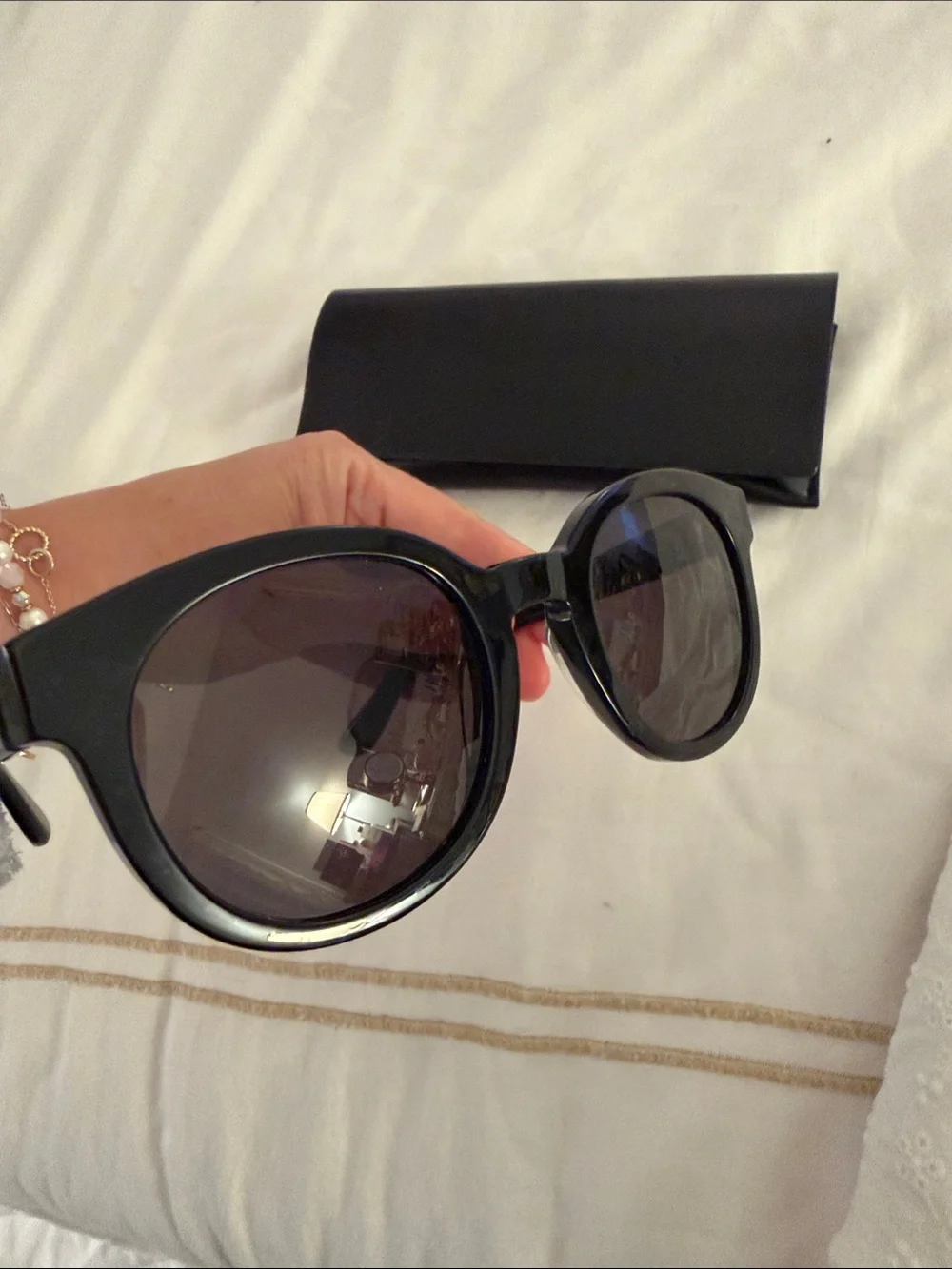 Saint Laurent Black Round Frame Sunglasses with Dark Lenses